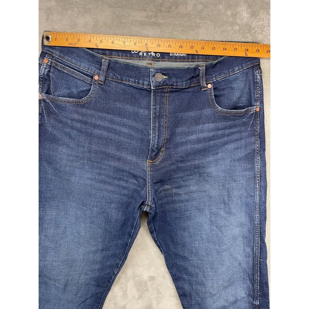 Wrangler Retro Men's Slim Straight Jeans 38x36 Blue‎ Denim Casual